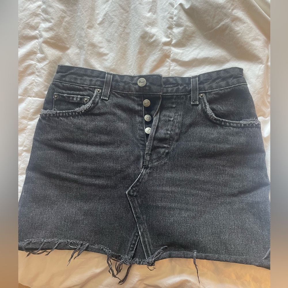 Reformation Black Jean Skirt